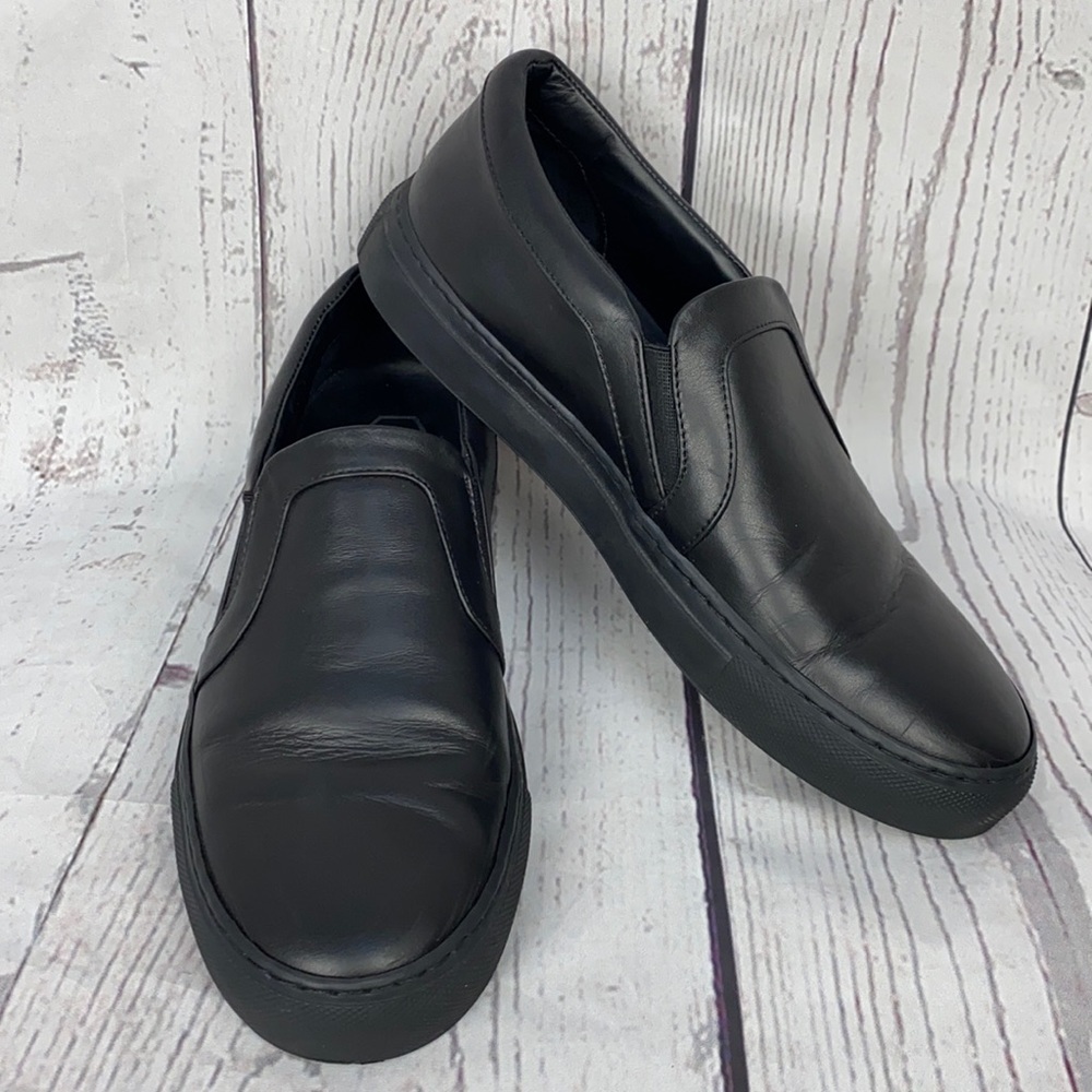 PHILIPP PLEIN Black Leather Slip On Shoes 39